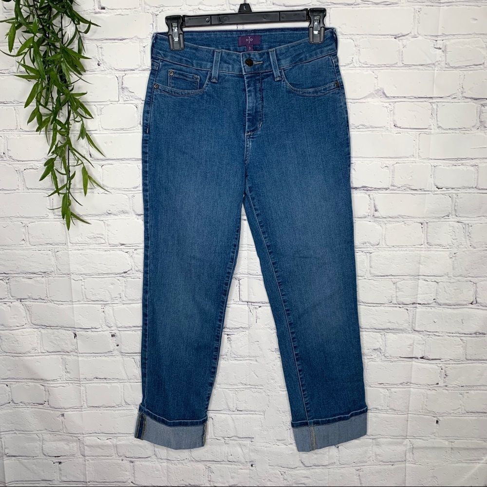NYDJ boyfriend jeans‎ cropped bling pockets size 2